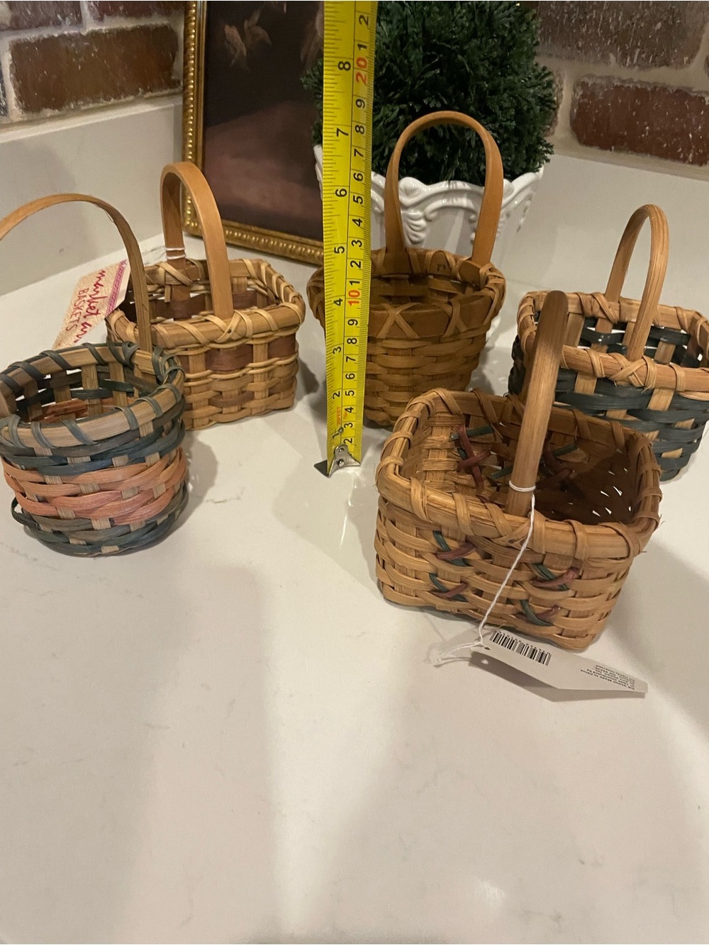 Set of 5 Woven Mini Baskets in Natural & Accented Colors - Picture 2 of 3